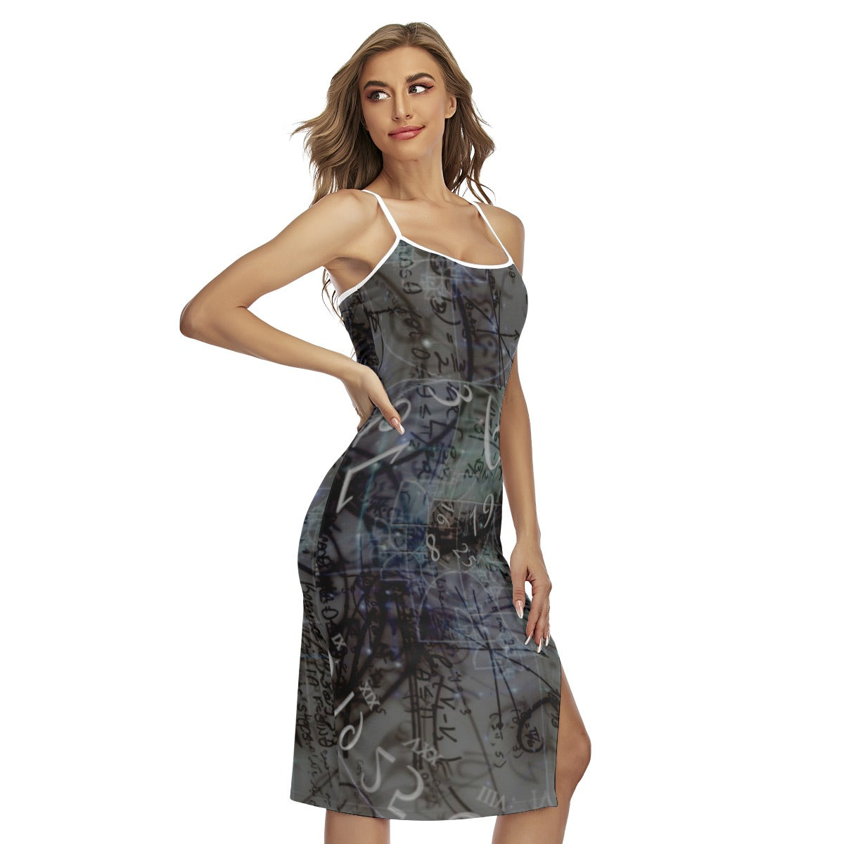 All-Over Print Women's Back Cross Cami Dress