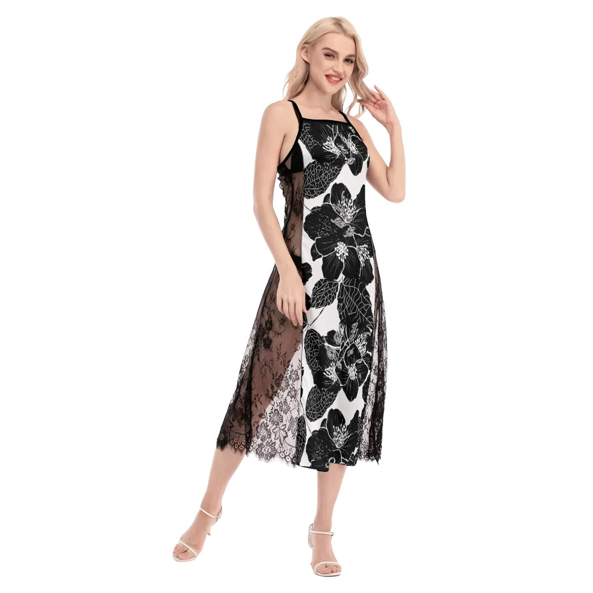 PHZ6  Women's Lace Cami Cross Back Dress
