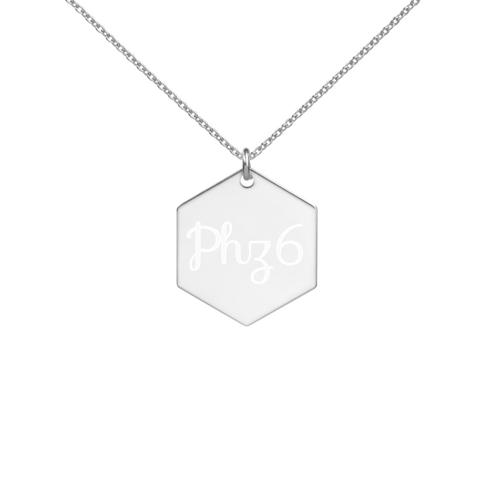 Phz6 Engraved Silver Hexagon Necklace