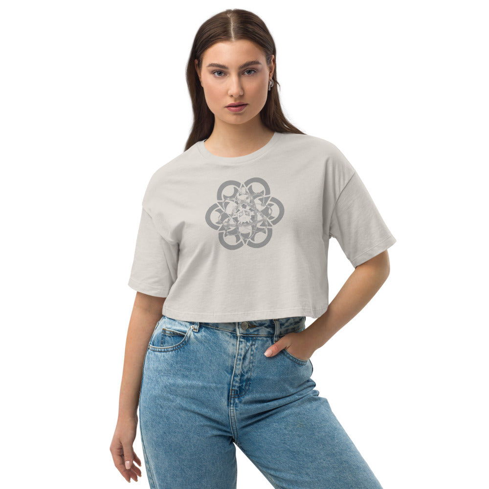 Mandala shoulder crop top