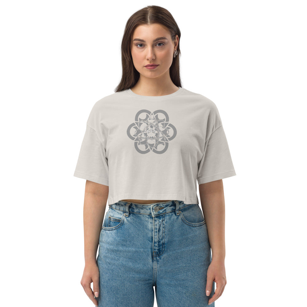 Mandala shoulder crop top