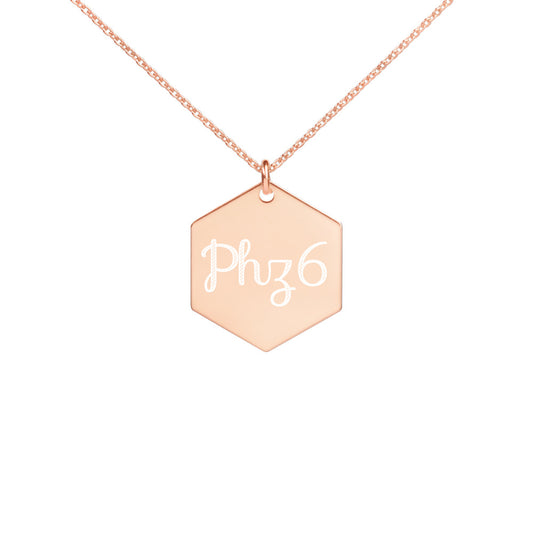 Phz6 Engraved Silver Hexagon Necklace