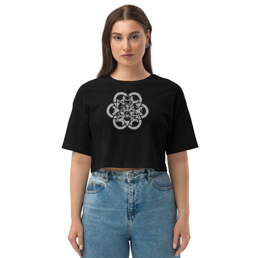 Mandala shoulder crop top